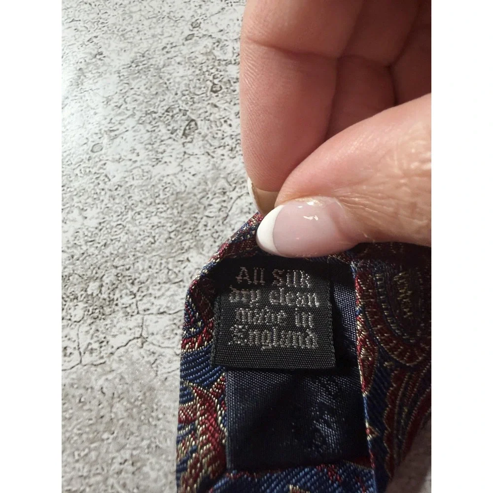 Aquascutum Tie Mens One Size Blue Paisley Jacquard 100% Silk Pointed Necktie